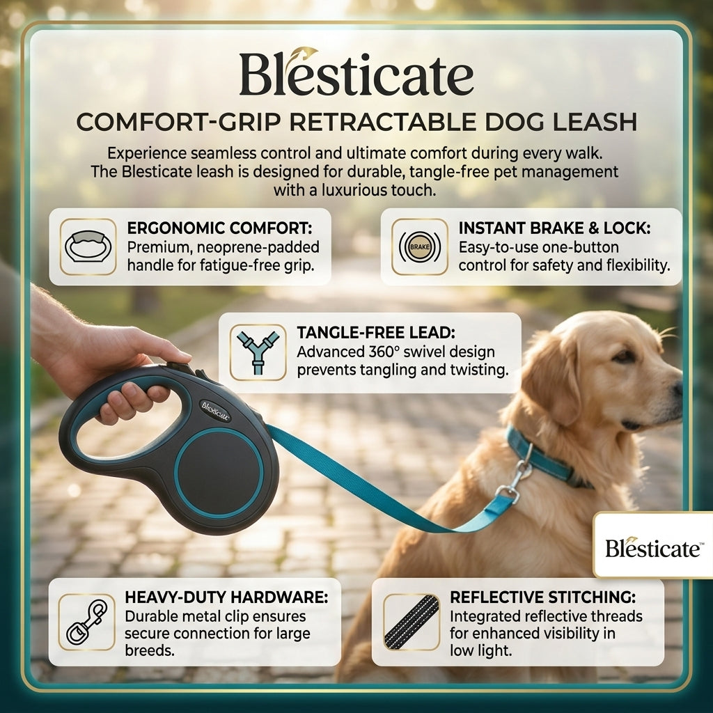 🐕 Comfort-Grip Retractable Dog Leash