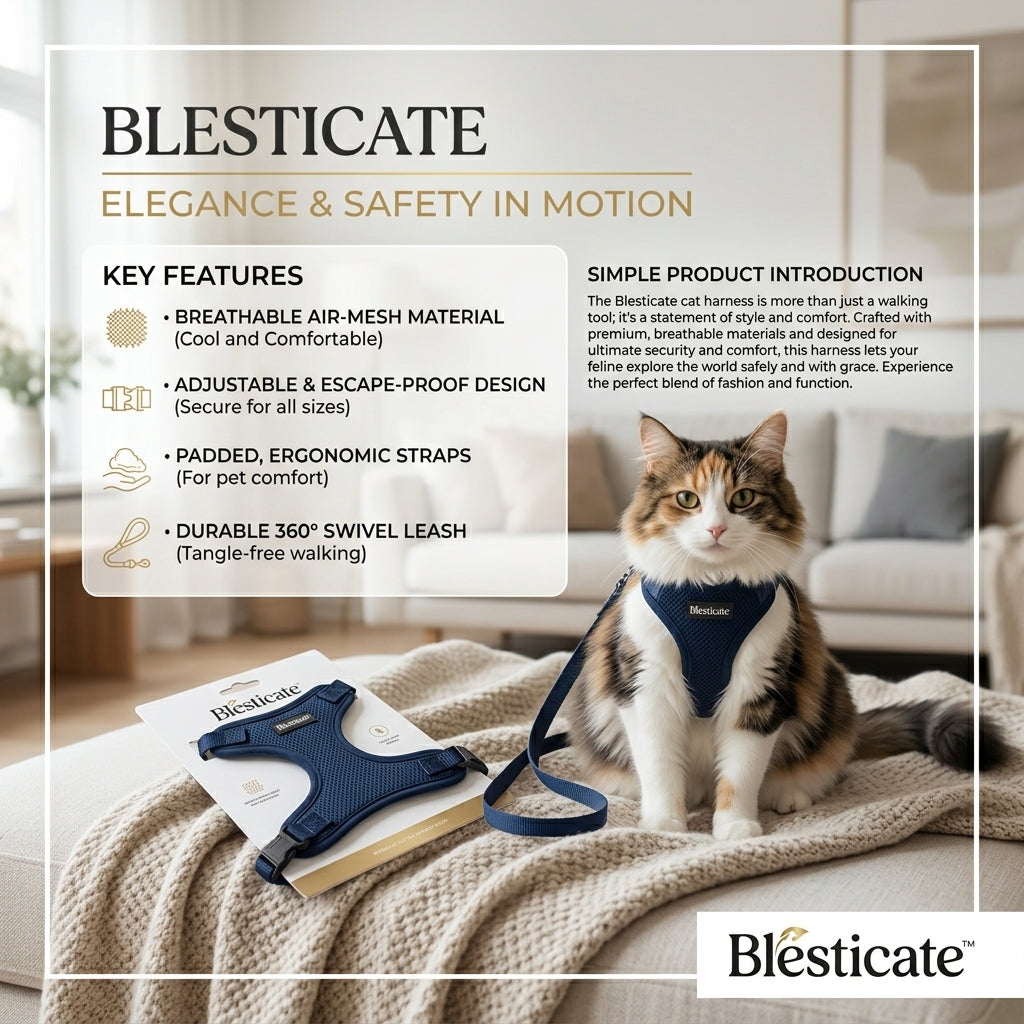 🐾 Blesticate™ Premium Cat Harness & Leash Set